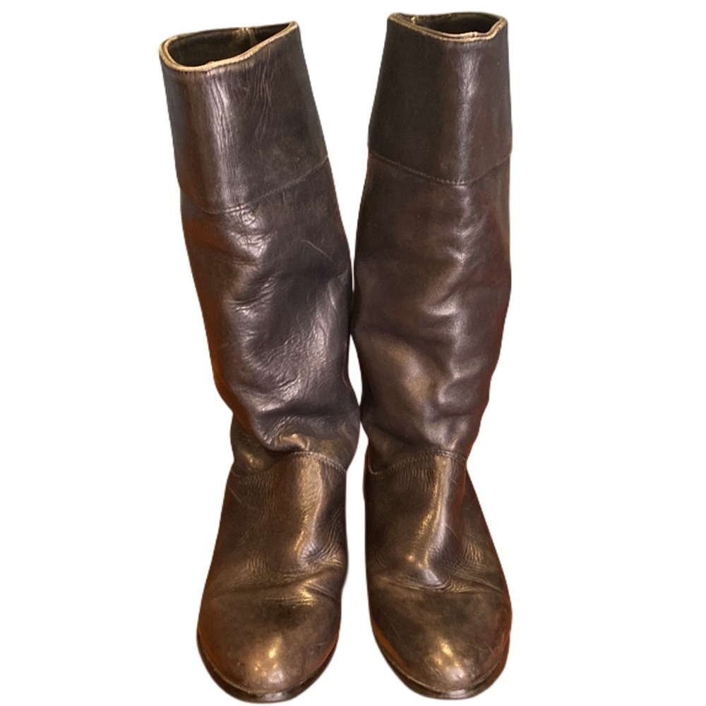 Eddie Bauer Black Soft Leather Shearling lined Riding Boots pull on Sz 9